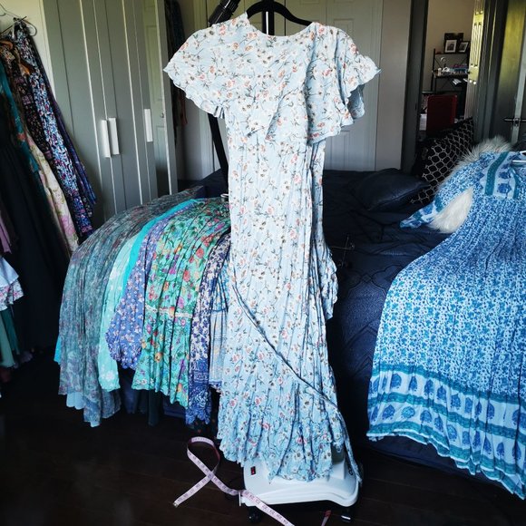 Floral Blue Wrap Dress - Picture 6 of 6